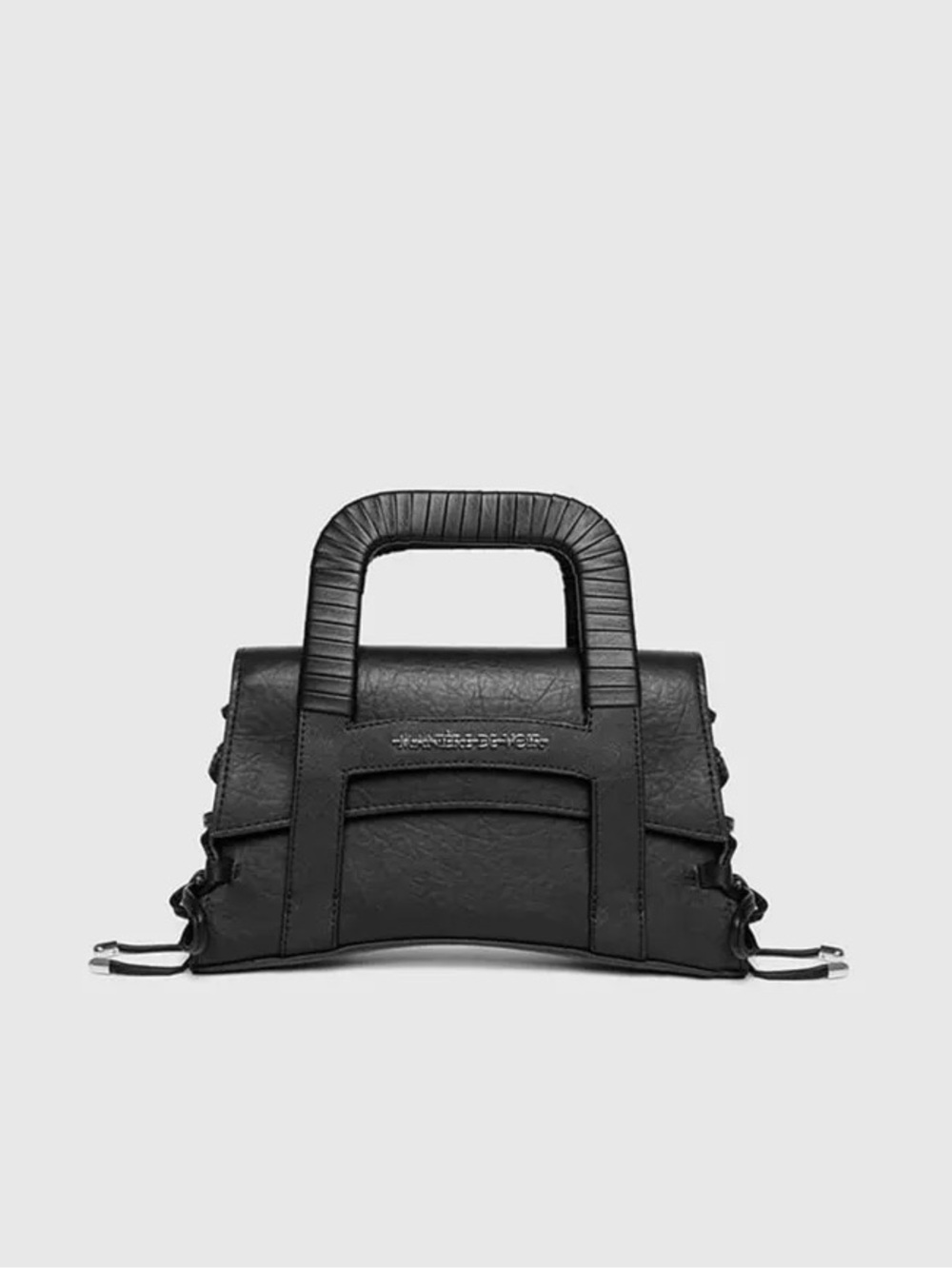 Maniere De Voir Caged Leather Lace Up Bag - Black
